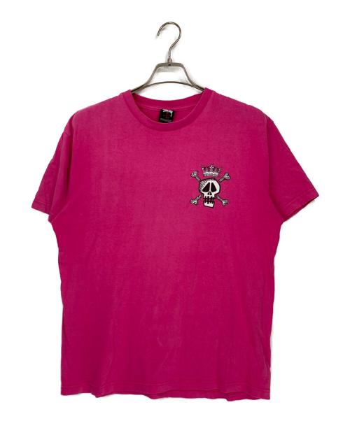 stussy（ステューシー）stussy (ステューシー) スカルプリントTシャツ ピンク サイズ:Lの古着・服飾アイテム