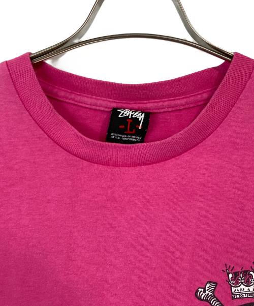 stussy（ステューシー）stussy (ステューシー) スカルプリントTシャツ ピンク サイズ:Lの古着・服飾アイテム