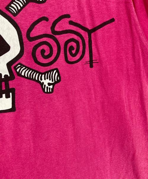 stussy（ステューシー）stussy (ステューシー) スカルプリントTシャツ ピンク サイズ:Lの古着・服飾アイテム