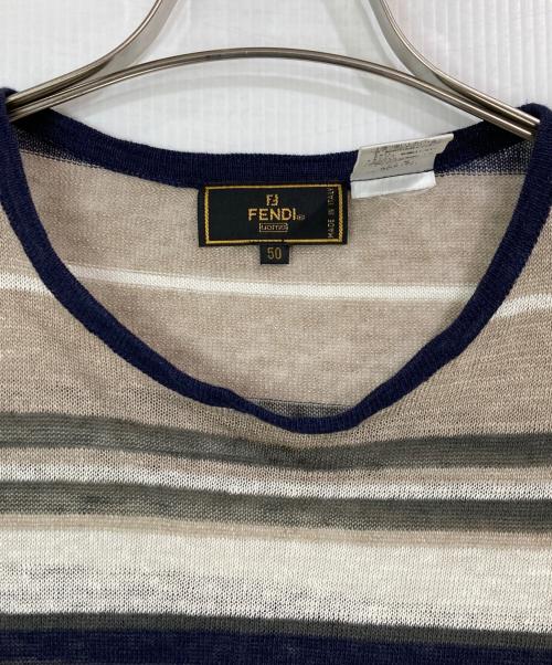 FENDI（フェンディ）FENDI (フェンディ) 半袖ボーダーニット ネイビー サイズ:50の古着・服飾アイテム