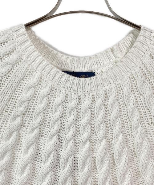 BROOKS BROTHERS（ブルックスブラザーズ）BROOKS BROTHERS (ブルックスブラザーズ) スーピマコットンニット ホワイト×ネイビー サイズ:L 未使用品の古着・服飾アイテム