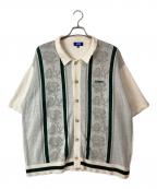 Lafayetteラファイエット）の古着「ROSE SUMMER KNIT SHIRT」｜ホワイト×グリーン