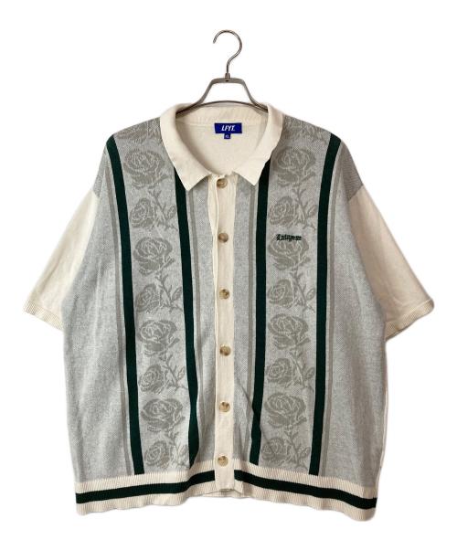 Lafayette（ラファイエット）Lafayette (ラファイエット) ROSE SUMMER KNIT SHIRT ホワイト×グリーン サイズ:XLの古着・服飾アイテム