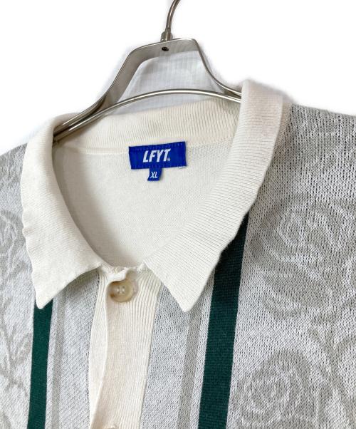 Lafayette（ラファイエット）Lafayette (ラファイエット) ROSE SUMMER KNIT SHIRT ホワイト×グリーン サイズ:XLの古着・服飾アイテム