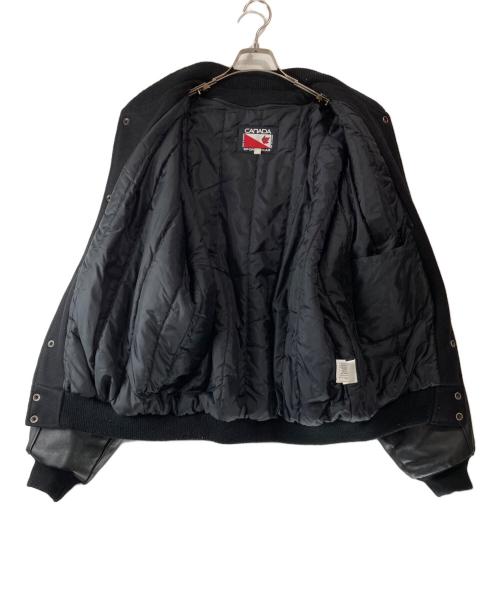 canada sportswear（カナダ スポーツウェア）CANADA SPORTSWEAR (カナダ スポーツウェア) レザー切替スタジャン ブラック サイズ:Ⅼの古着・服飾アイテム