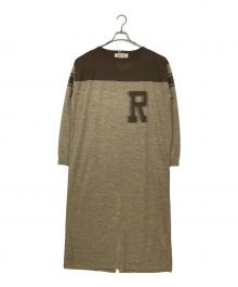 REMI RELIEF（レミレリーフ）の古着「Rロゴリネンワンピース」｜ブラウン