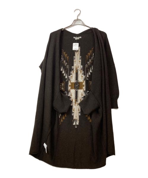 QUEENE AND BELLE（クイーンアンドベル）QUEENE AND BELLE (クイーンアンドベル) Cashemere Long Cardigan ブラウン サイズ:Free 未使用品の古着・服飾アイテム