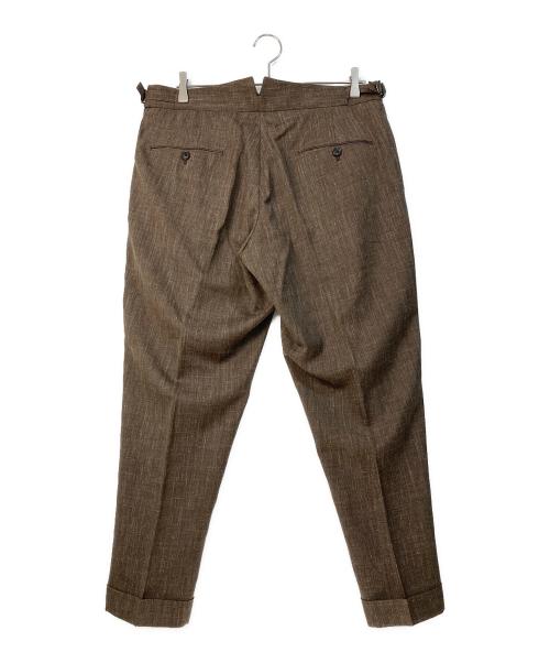 BERWICH（ベルウィッチ）BERWICH (ベルウィッチ) TOMYトミー LoroPiana ウールシルクリネンメランジ2プリーツテーパードパンツ ブラウン サイズ:50の古着・服飾アイテム