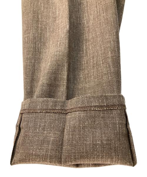 BERWICH（ベルウィッチ）BERWICH (ベルウィッチ) TOMYトミー LoroPiana ウールシルクリネンメランジ2プリーツテーパードパンツ ブラウン サイズ:50の古着・服飾アイテム