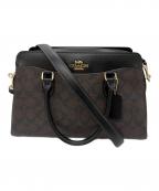 COACHコーチ）の古着「2Wayショルダーバッグ/ダーシー キャリーオール・シグネチャー キャンバス」｜ブラウン