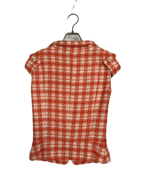 CHANEL（シャネル）CHANEL (シャネル) 01P チェック柄ツイードベスト オレンジ サイズ:40の古着・服飾アイテム