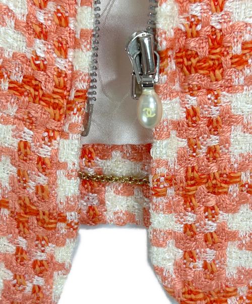 CHANEL（シャネル）CHANEL (シャネル) 01P チェック柄ツイードベスト オレンジ サイズ:40の古着・服飾アイテム