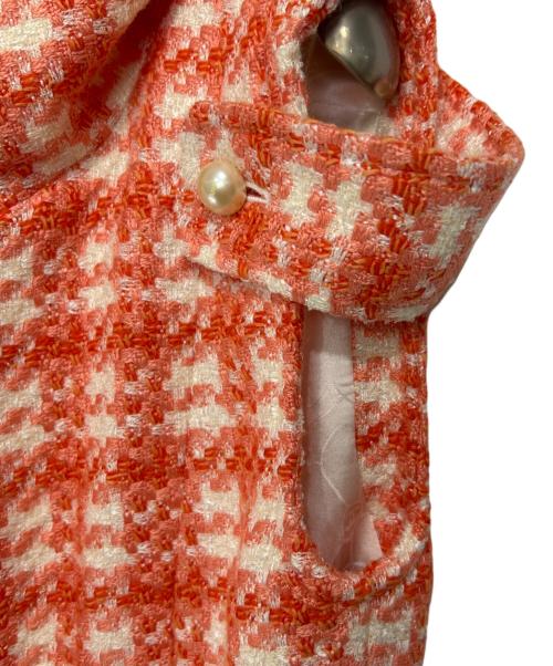 CHANEL（シャネル）CHANEL (シャネル) 01P チェック柄ツイードベスト オレンジ サイズ:40の古着・服飾アイテム