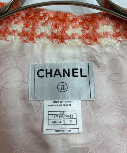 CHANEL（シャネル）CHANEL (シャネル) 01P チェック柄ツイードベスト オレンジ サイズ:40の古着・服飾アイテム