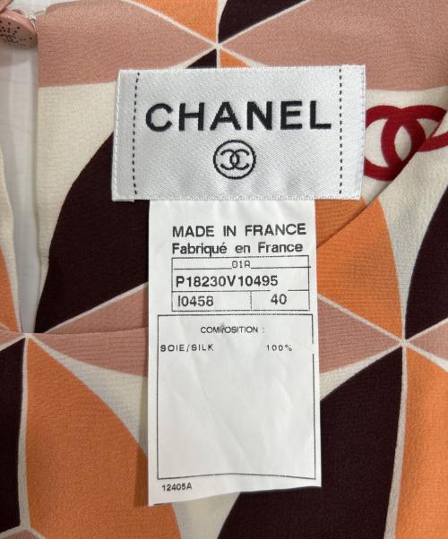 CHANEL（シャネル）CHANEL (シャネル) 01A ココマーク ジオメトリック ノースリーブブラウス オレンジ サイズ:40の古着・服飾アイテム