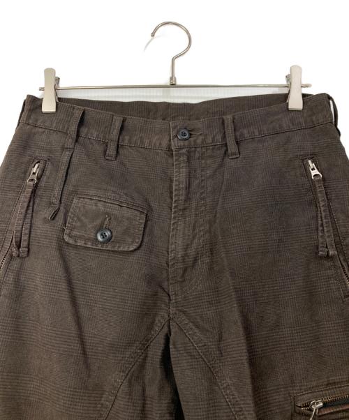 PPFM（ピーピーエフエム）PPFM (ピーピーエフエム) ギミックチェックカーゴパンツ ブラウン サイズ:Mの古着・服飾アイテム