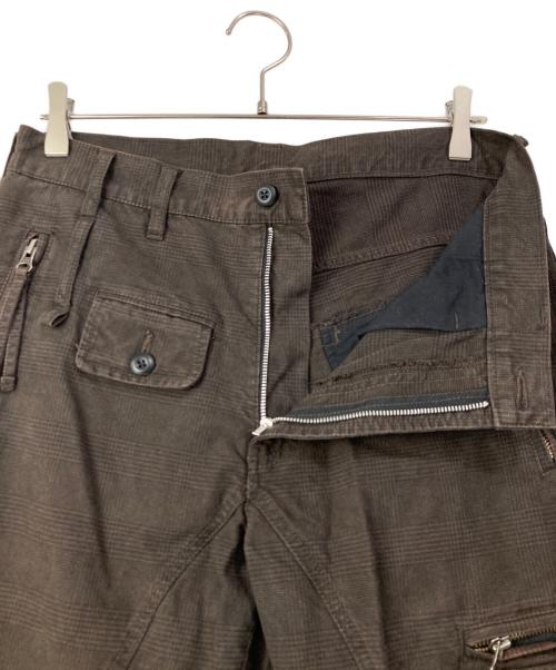 PPFM（ピーピーエフエム）PPFM (ピーピーエフエム) ギミックチェックカーゴパンツ ブラウン サイズ:Mの古着・服飾アイテム