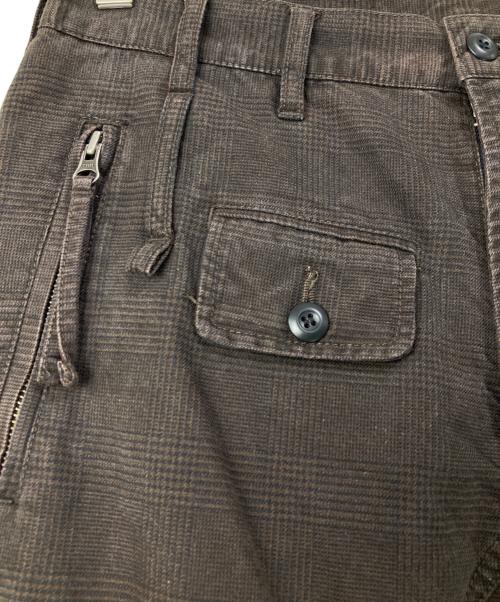 PPFM（ピーピーエフエム）PPFM (ピーピーエフエム) ギミックチェックカーゴパンツ ブラウン サイズ:Mの古着・服飾アイテム