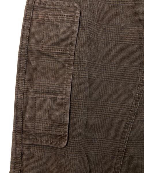PPFM（ピーピーエフエム）PPFM (ピーピーエフエム) ギミックチェックカーゴパンツ ブラウン サイズ:Mの古着・服飾アイテム