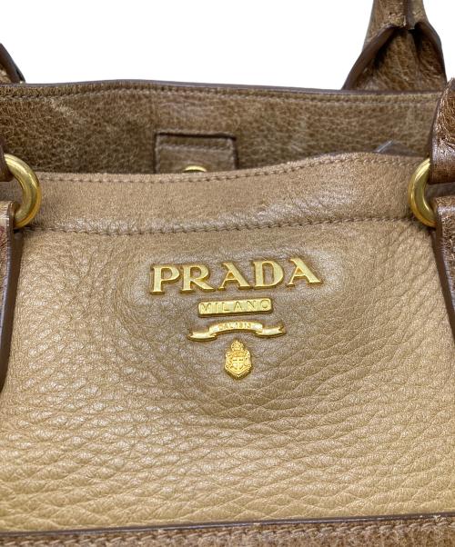 PRADA（プラダ）PRADA (プラダ) 2WAYレザーショルダーバッグ ブラウンの古着・服飾アイテム