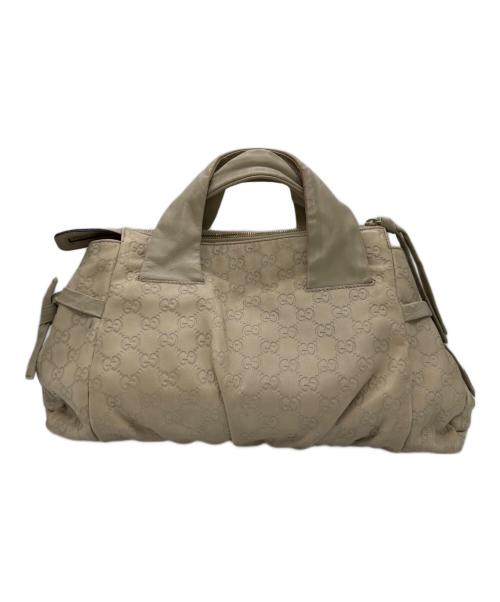 GUCCI（グッチ）GUCCI (グッチ) ロゴプレートハンドバッグ ホワイトの古着・服飾アイテム