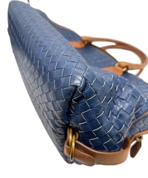 BOTTEGA VENETA（ボッテガベネタ）BOTTEGA VENETA (ボッテガベネタ) イントレチャートボーリングバッグ ブルーの古着・服飾アイテム