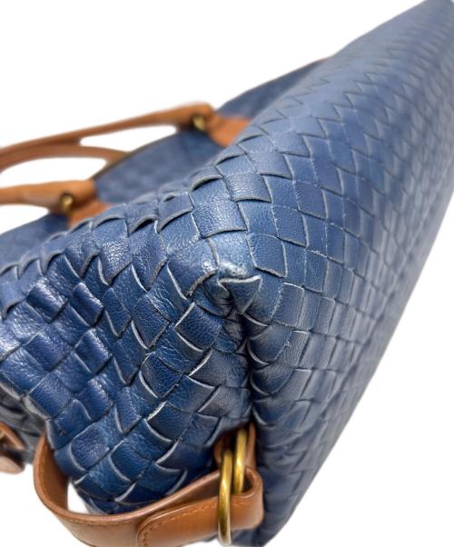 BOTTEGA VENETA（ボッテガベネタ）BOTTEGA VENETA (ボッテガベネタ) イントレチャートボーリングバッグ ブルーの古着・服飾アイテム