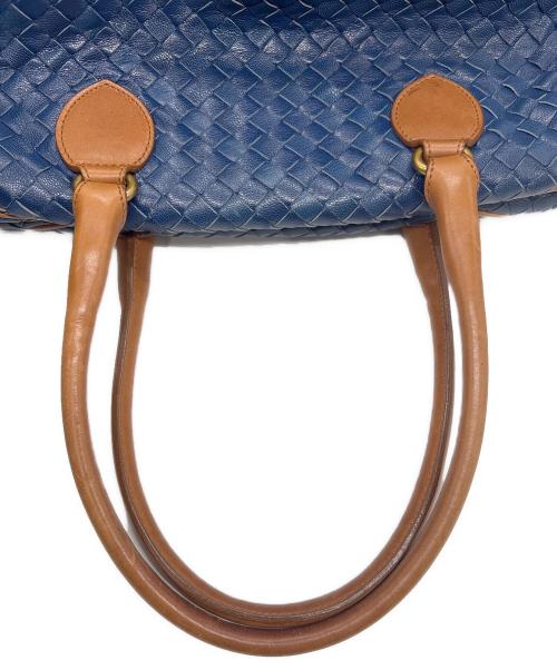BOTTEGA VENETA（ボッテガベネタ）BOTTEGA VENETA (ボッテガベネタ) イントレチャートボーリングバッグ ブルーの古着・服飾アイテム