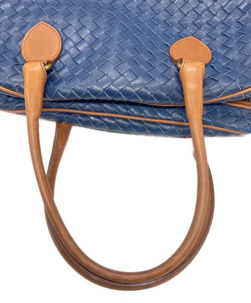 BOTTEGA VENETA（ボッテガベネタ）BOTTEGA VENETA (ボッテガベネタ) イントレチャートボーリングバッグ ブルーの古着・服飾アイテム
