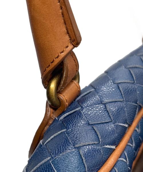 BOTTEGA VENETA（ボッテガベネタ）BOTTEGA VENETA (ボッテガベネタ) イントレチャートボーリングバッグ ブルーの古着・服飾アイテム