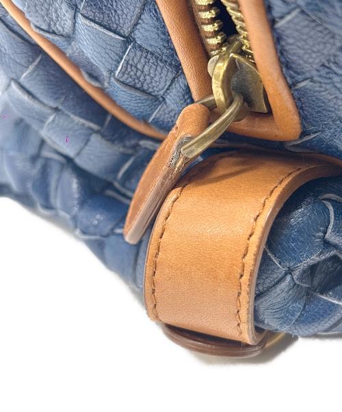 BOTTEGA VENETA（ボッテガベネタ）BOTTEGA VENETA (ボッテガベネタ) イントレチャートボーリングバッグ ブルーの古着・服飾アイテム