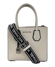 MICHAEL KORS（マイケルコース）の古着「Mercer Medium Leather Logo Tape/2WAYバッグ」｜ホワイト