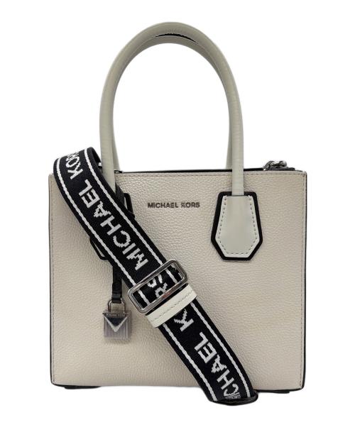 MICHAEL KORS（マイケルコース）MICHAEL KORS (マイケルコース) Mercer Medium Leather Logo Tape/2WAYバッグ ホワイトの古着・服飾アイテム