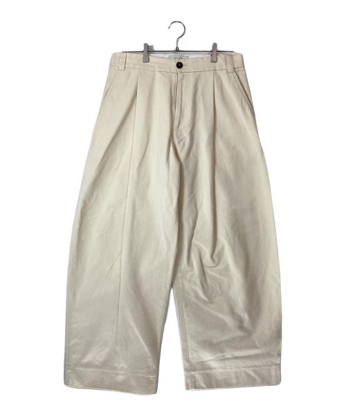 STUDIO NICHOLSON（スタジオ ニコルソン）STUDIO NICHOLSON (スタジオ ニコルソン) ピーチスキンコットンツイルワイドパンツ ベージュ サイズ:Mの古着・服飾アイテム