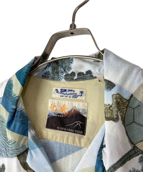 Sun Surf（サンサーフ）Sun Surf (サンサーフ) 葛飾北斎 (カツシカホクサイ) SPECIAL EDITION “亀” アロハシャツ ホワイト×ブルー サイズ:Lの古着・服飾アイテム