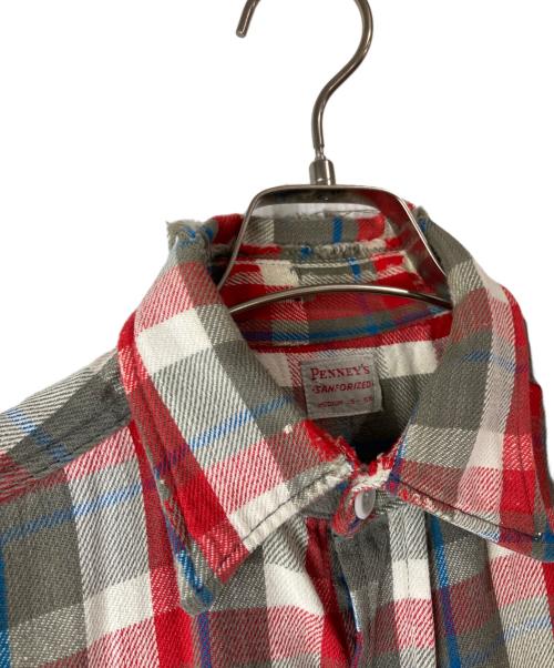 PENNEYS（ペニーズ）penneys (ペニーズ) ヴィンテージ半袖チェックシャツ レッド サイズ:Ⅿの古着・服飾アイテム