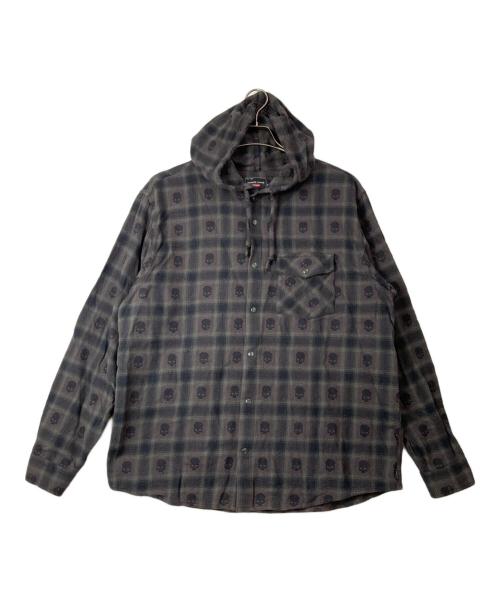 SUPREME（シュプリーム）Supreme (シュプリーム) NUMBER (N)INE (ナンバーナイン) Hooded Flannel Shirt ブラック サイズ:XLの古着・服飾アイテム