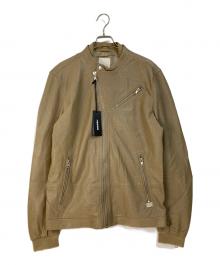 DIESEL（ディーゼル）の古着「パンチングラムレザージャケット」｜ベージュ