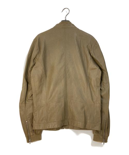 DIESEL（ディーゼル）DIESEL (ディーゼル) パンチングラムレザージャケット ベージュ サイズ:Lの古着・服飾アイテム