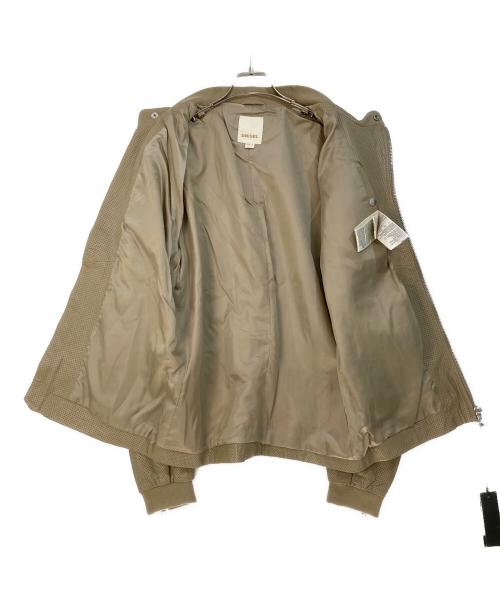 DIESEL（ディーゼル）DIESEL (ディーゼル) パンチングラムレザージャケット ベージュ サイズ:Lの古着・服飾アイテム