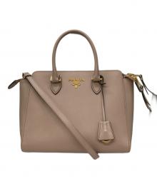 PRADA（プラダ）の古着「サフィアーノ+ソフト C 2WAYハンドバッグ」｜ベージュピンク