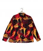 COOTIE PRODUCTIONSクーティープロダクツ）の古着「19AW Eruption Open-Neck Shirt」｜ブラック×レッド