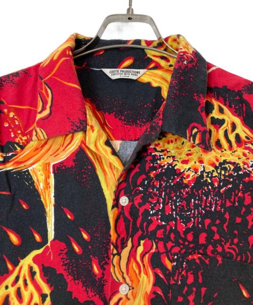 COOTIE PRODUCTIONS（クーティープロダクツ）COOTIE PRODUCTIONS (クーティープロダクツ) 19AW Eruption Open-Neck Shirt ブラック×レッド サイズ:XLの古着・服飾アイテム