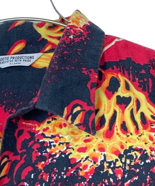 COOTIE PRODUCTIONS（クーティープロダクツ）COOTIE PRODUCTIONS (クーティープロダクツ) 19AW Eruption Open-Neck Shirt ブラック×レッド サイズ:XLの古着・服飾アイテム