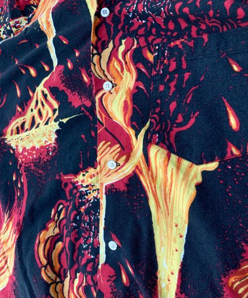 COOTIE PRODUCTIONS（クーティープロダクツ）COOTIE PRODUCTIONS (クーティープロダクツ) 19AW Eruption Open-Neck Shirt ブラック×レッド サイズ:XLの古着・服飾アイテム