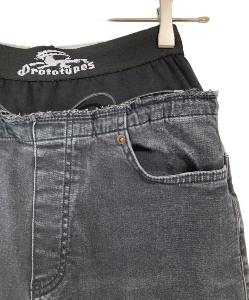 PROTOTYPES（プロトタイプス）PROTOTYPES (プロトタイプス) レイヤードパンツ/WAISTBAND DENIMREGULAR BLACK ブラック サイズ:XSの古着・服飾アイテム