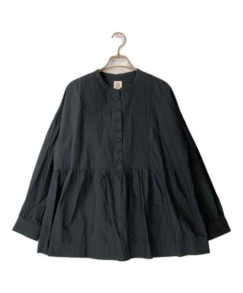 potandtea（ポットアンドティー）POTANDTEA (ポットアンドティー) ハーフボタンブラウス ブラック サイズ:FREEの古着・服飾アイテム