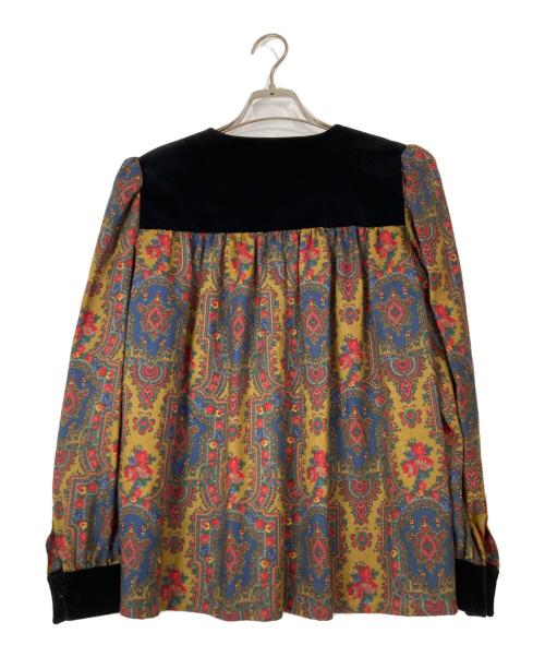 Yves Saint Laurent（イヴサンローラン）Yves Saint Laurent (イヴサンローラン) ベロア切替ブラウス グリーン サイズ:Sの古着・服飾アイテム