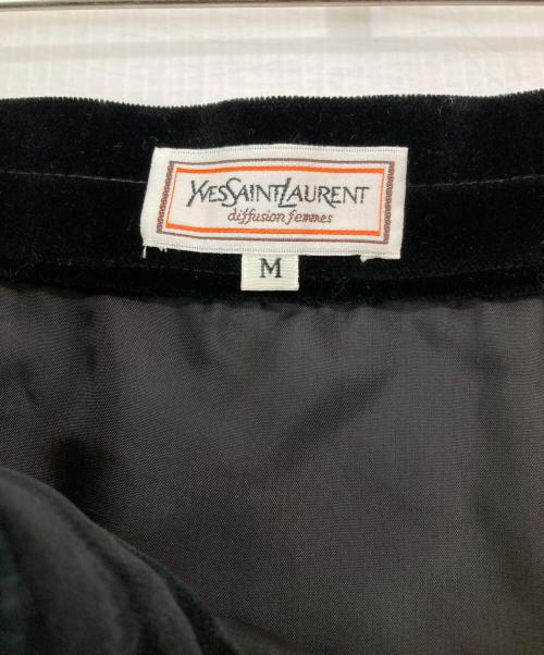 Yves Saint Laurent（イヴサンローラン）Yves Saint Laurent (イヴサンローラン) ベロア切替スカート ブラック×カーキ サイズ:Ｍの古着・服飾アイテム
