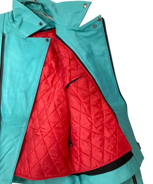 Liugoo Leathers（リューグーレザーズ）Liugoo Leathers (リューグーレザーズ) ダブルライダースジャケット ターコイズ サイズ:LLの古着・服飾アイテム
